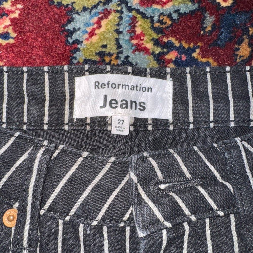 Reformation Black striped jeans